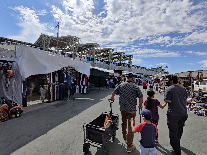 Outside Flea Market with Family